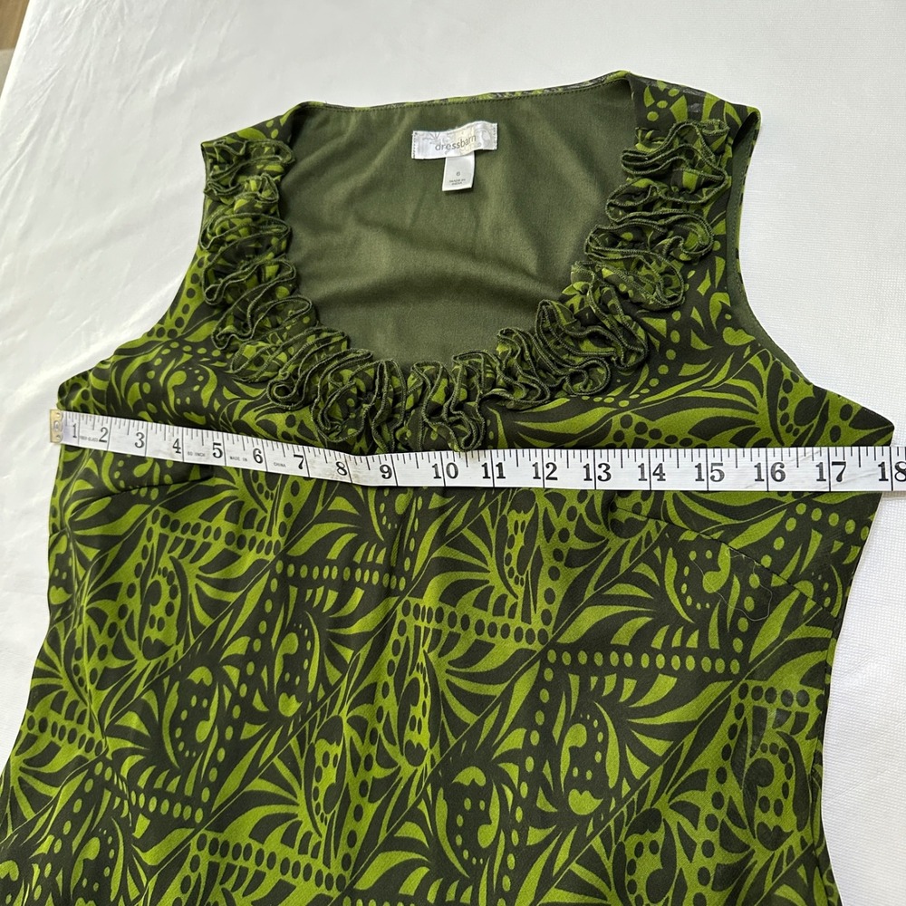 Dressbarn Ruffle Tiered Midi Dress Womens 6 Green Whimsigoth Fairycore Garden - Picture 7 of 13